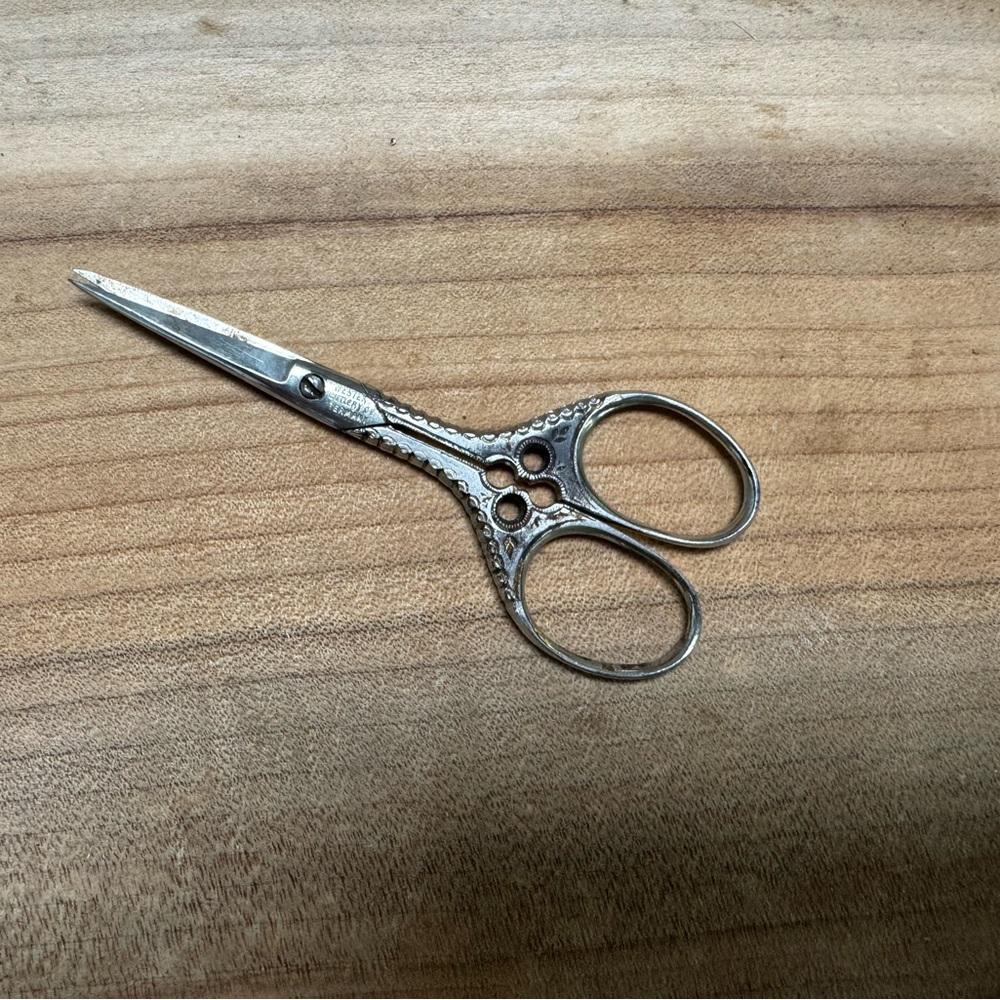 Intricate Embroidery Silver Scissors